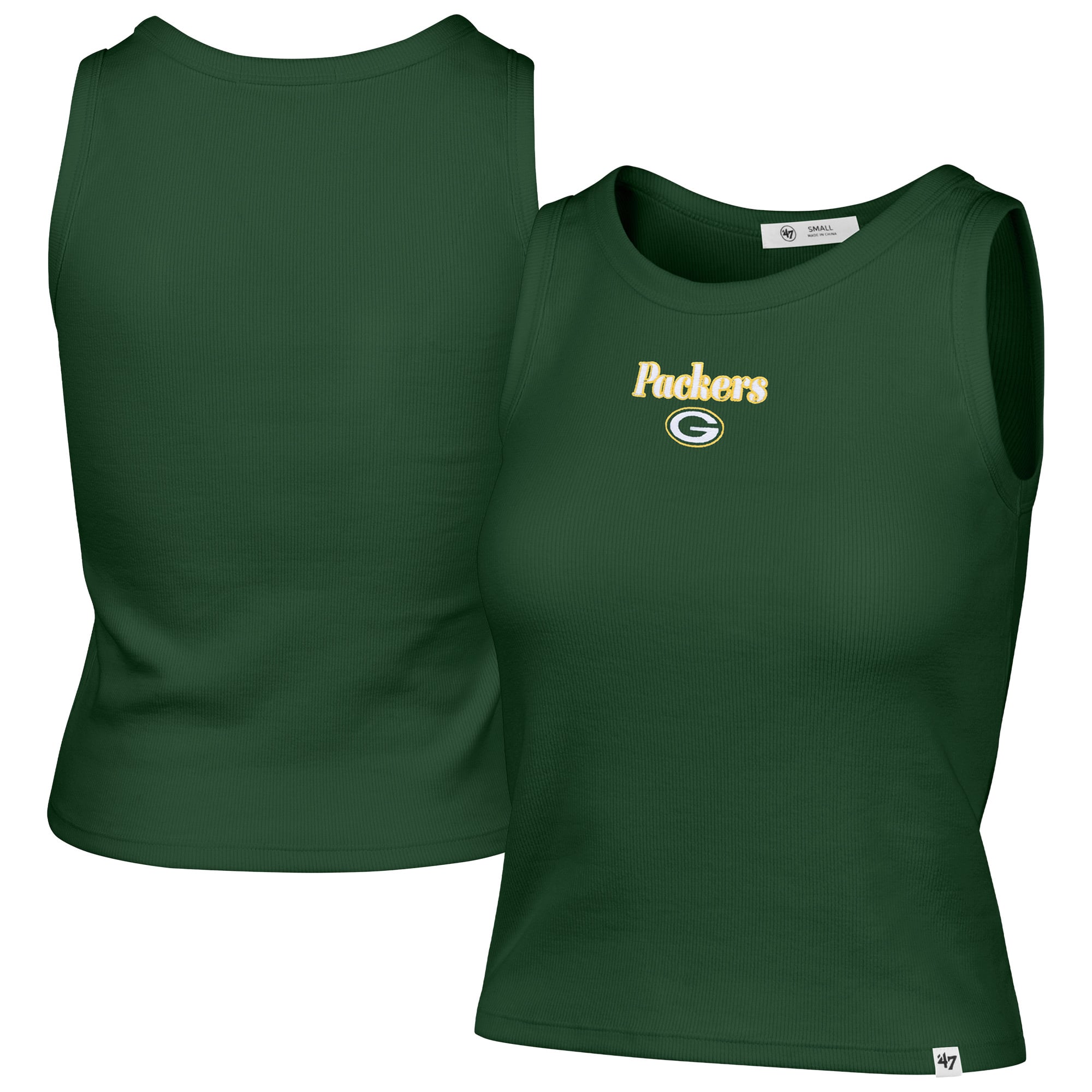 Débardeur court côtelé à coupe droite Green Bay Packers pour femme, modèle 47 vert