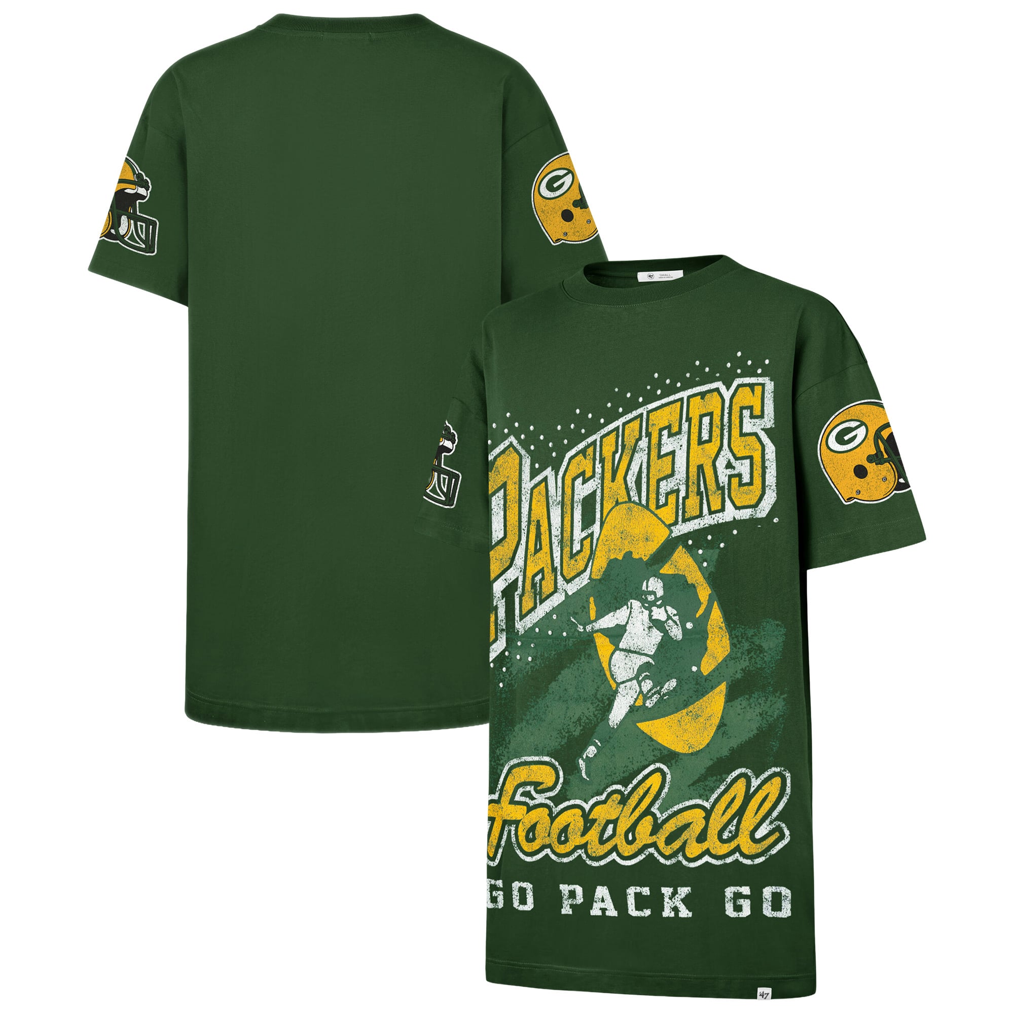Women's '47  Green Bay Packers Oversized Gemstone Swash T-Shirt Dress