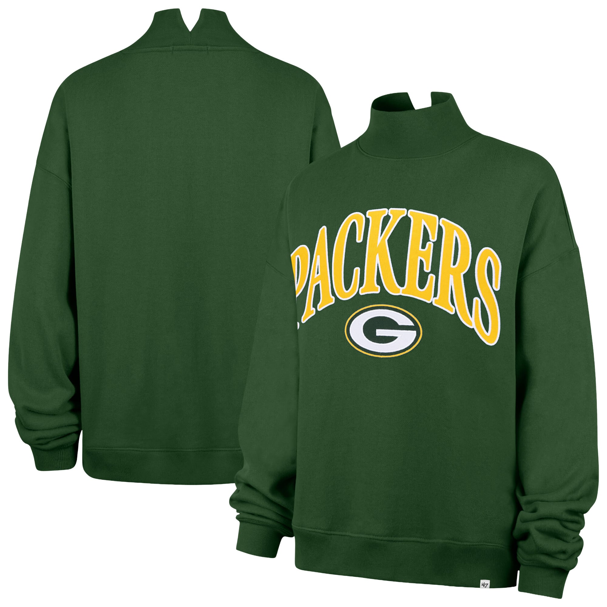 Women's '47 Green Bay Packers Oversized Vantage Mock Neck Sweatshirt