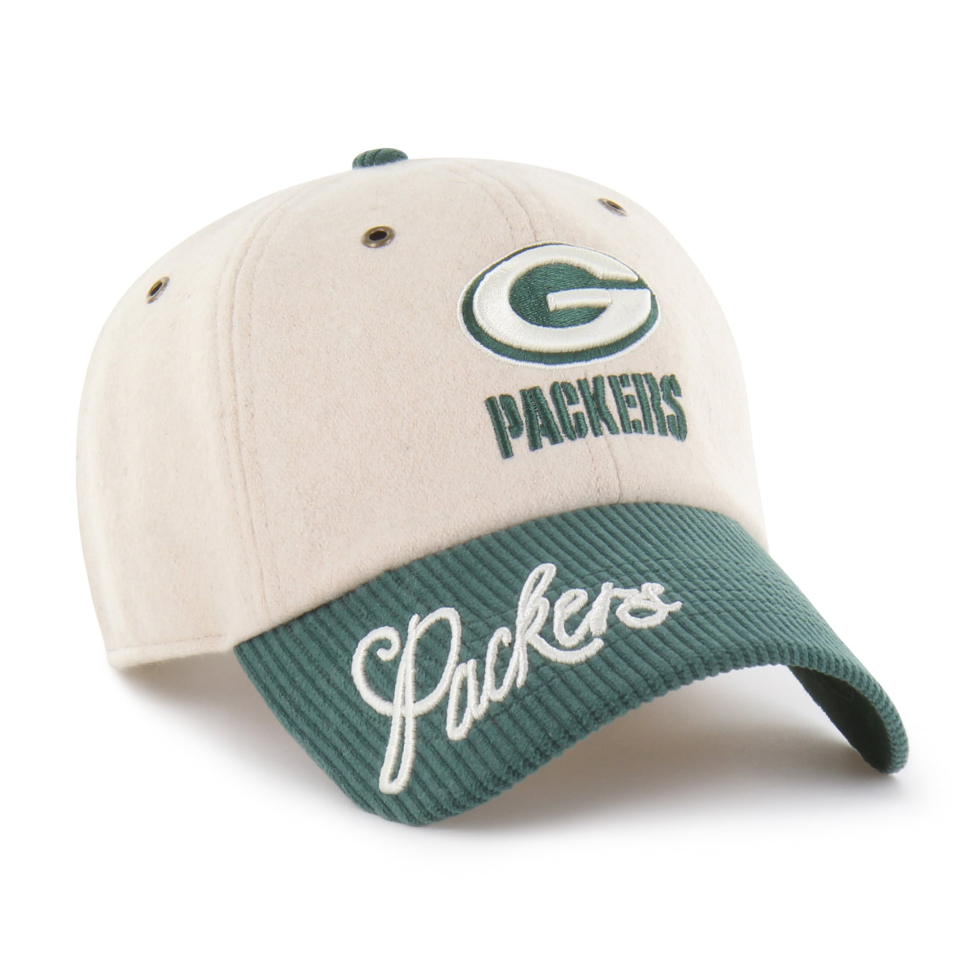 Women's '47 Natural/Green Green Bay Packers Rope Script Clean Up Adjustable Hat