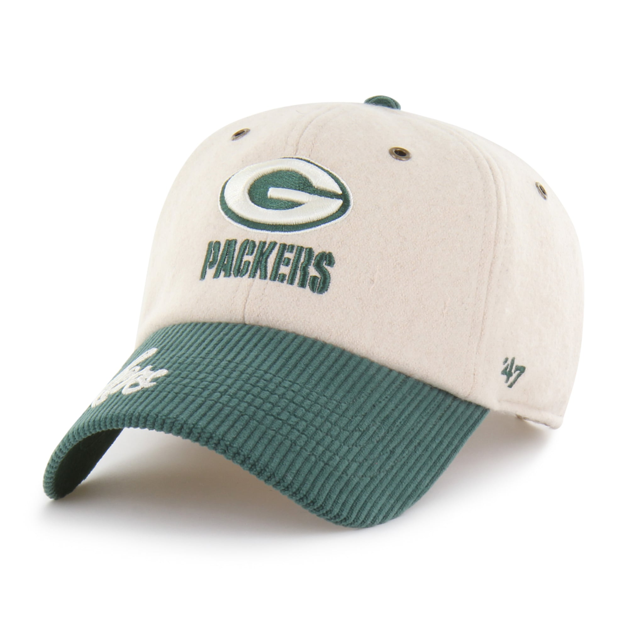 Women's '47 Natural/Green Green Bay Packers Rope Script Clean Up Adjustable Hat