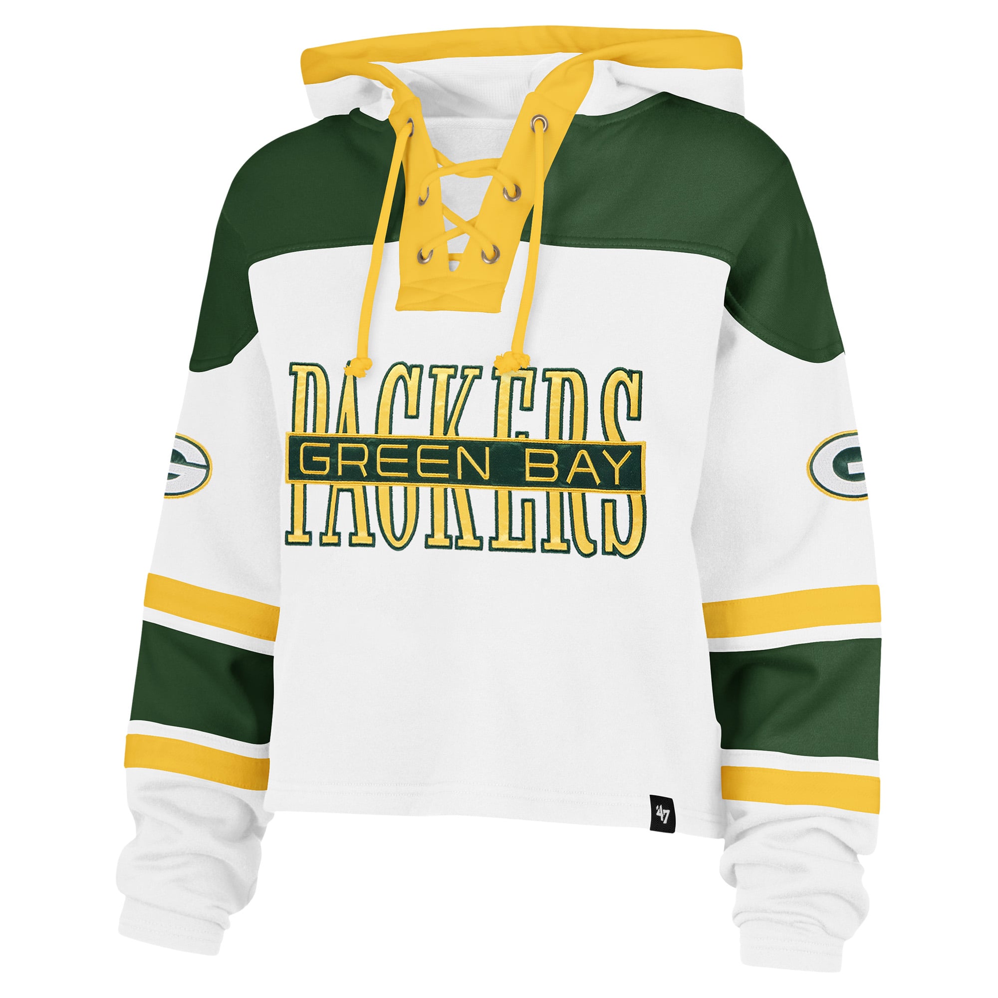 Sweat à capuche lacets Superior Lacer blanc Green Bay Packers '47 pour femme