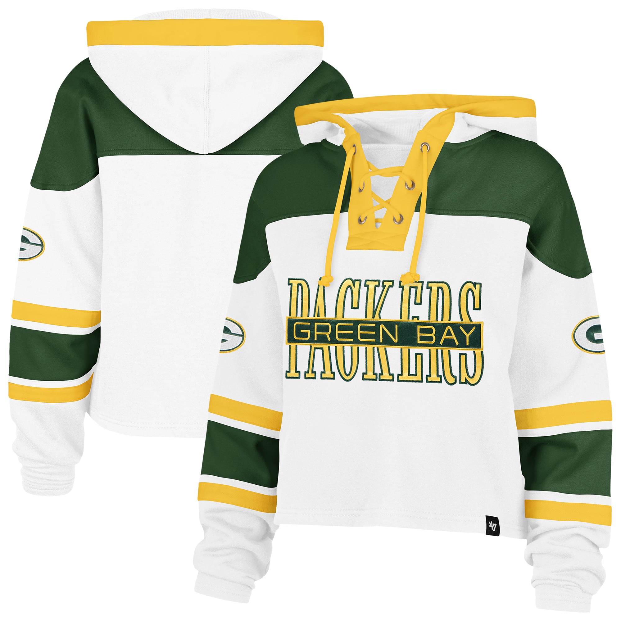 Sweat à capuche lacets Superior Lacer blanc Green Bay Packers '47 pour femme