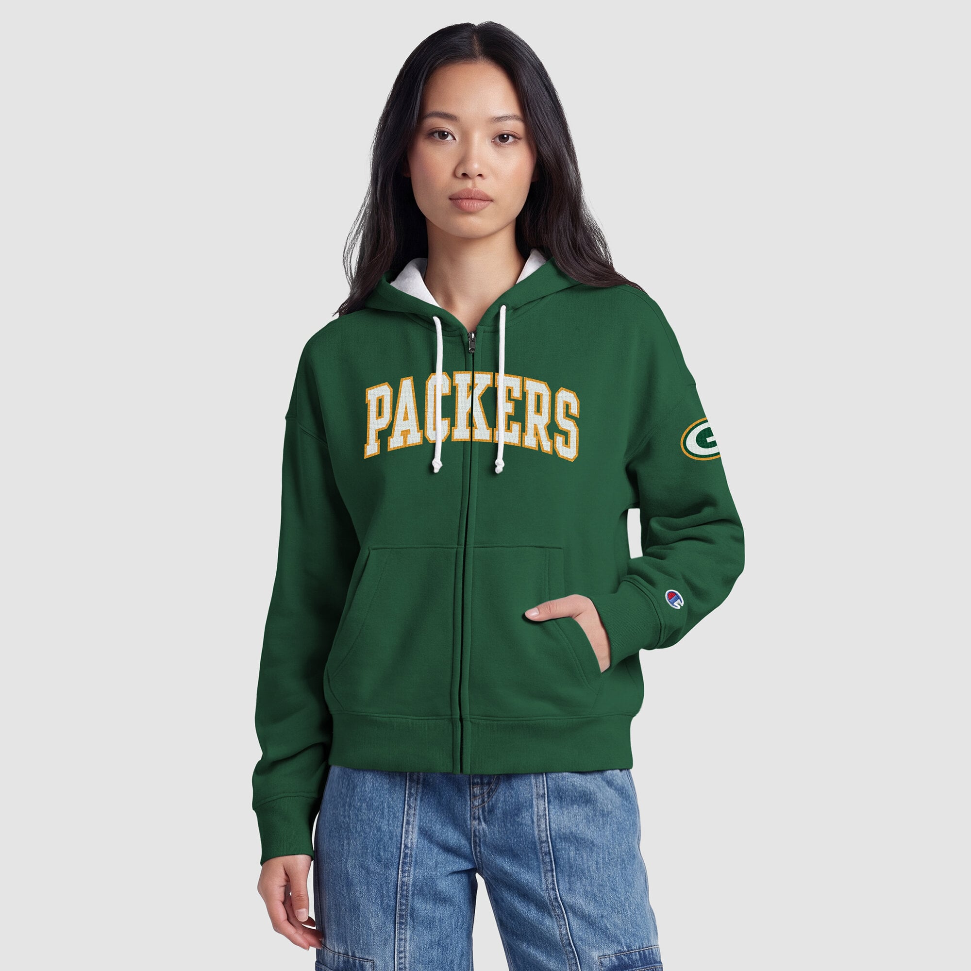 Sweat à capuche zippé Champion Green Bay Packers pour femme