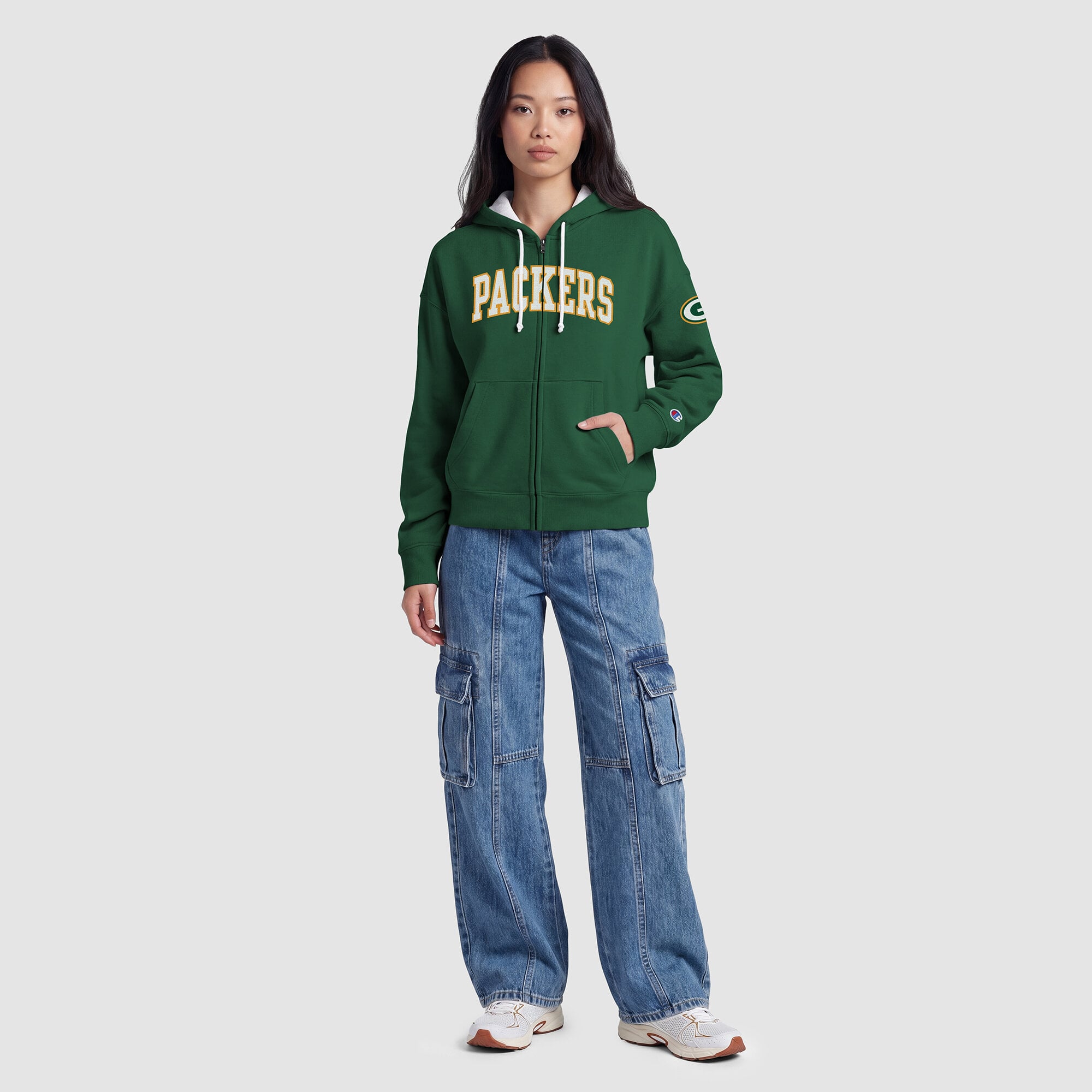 Sweat à capuche zippé Champion Green Bay Packers pour femme
