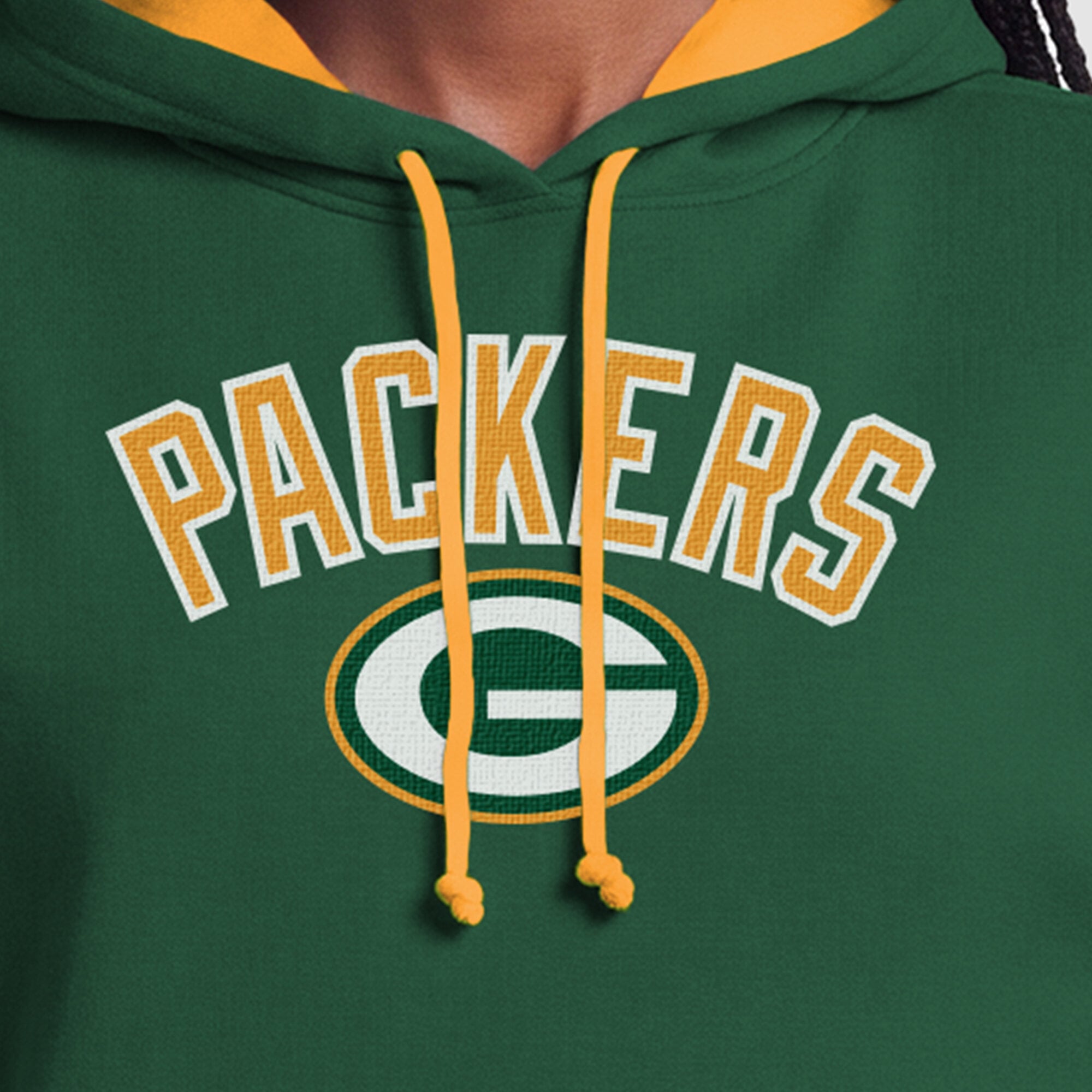 Sweat à capuche Champion vert et or Green Bay Packers pour femme avec doublure contrastée