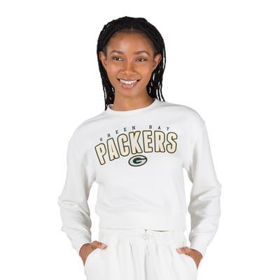  Green Bay Packers Concepts Sport Women's Kingston Long Sleeve Lounge Cropped Top - White