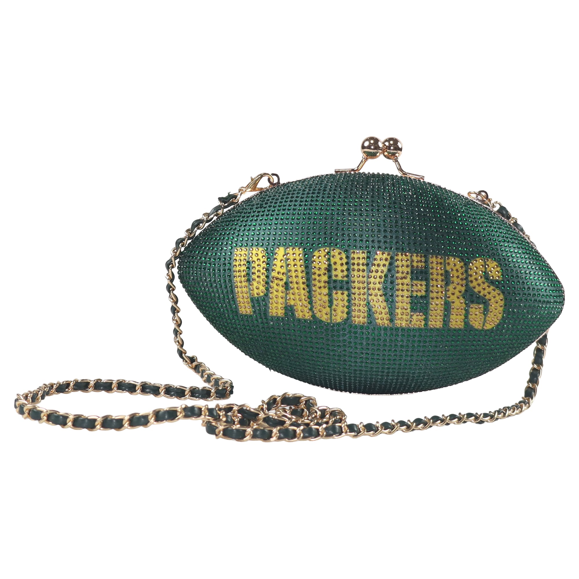 Sac à main en cristal aux couleurs des Green Bay Packers pour femme