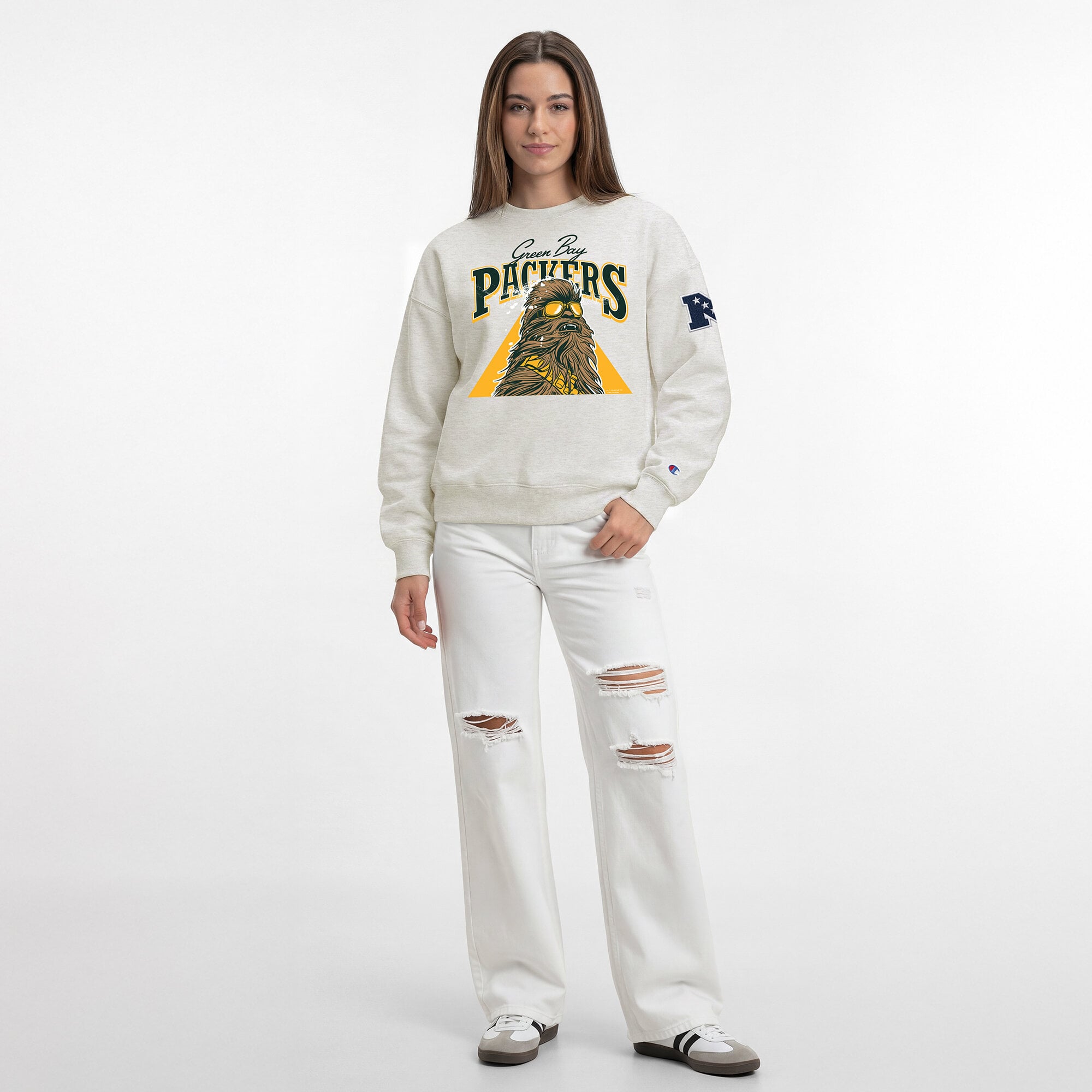 Sweat-shirt polaire Disney x Champion Green Bay Packers All-Star pour femme, couleur avoine