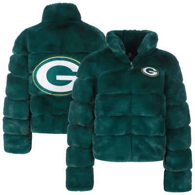  Green Bay Packers FABGATING by Cuce Women's Faux Fur Full-Zip Coat - Green