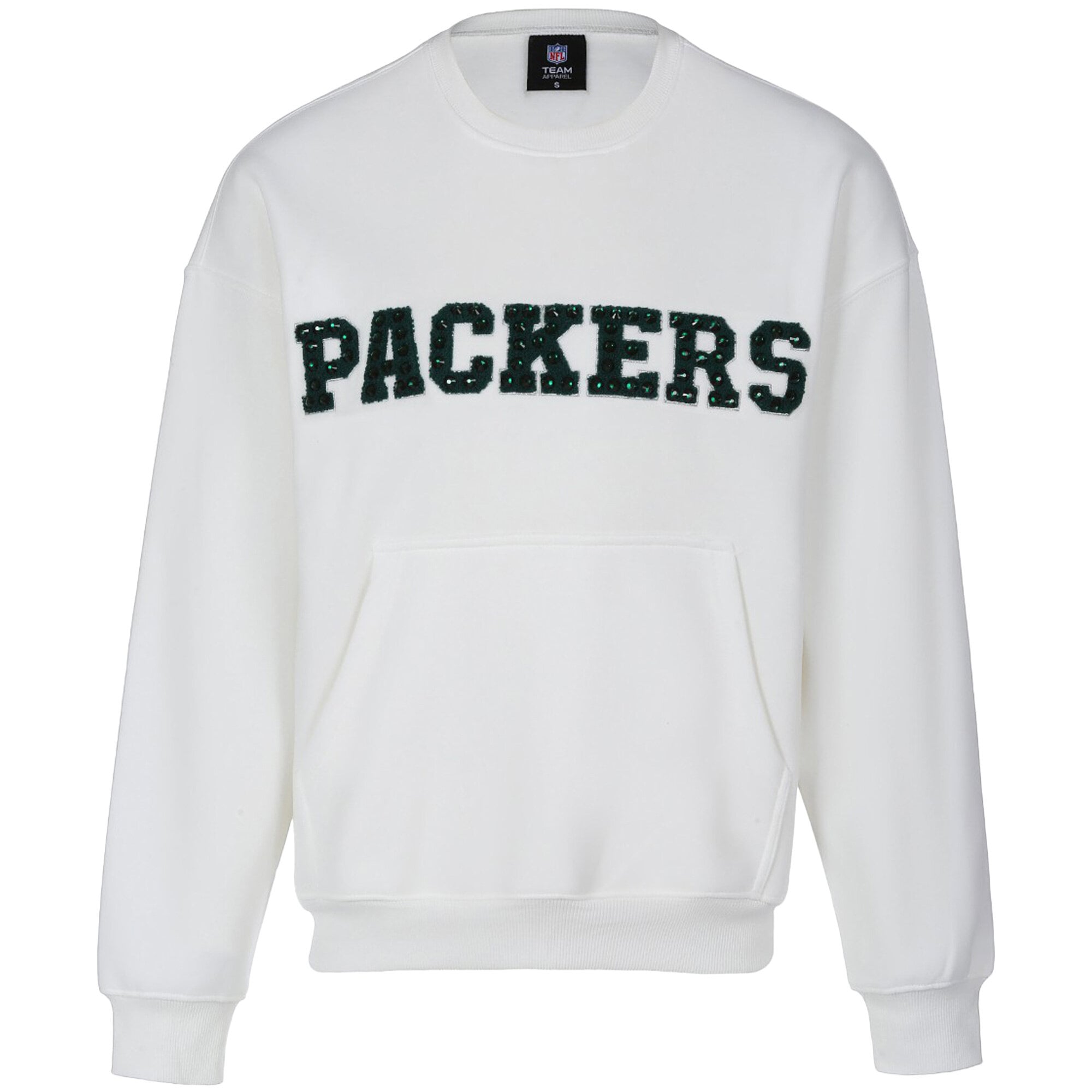 Sweat-shirt à bijoux en chenille blanc FABGATING by Cuce Green Bay Packers pour femmes