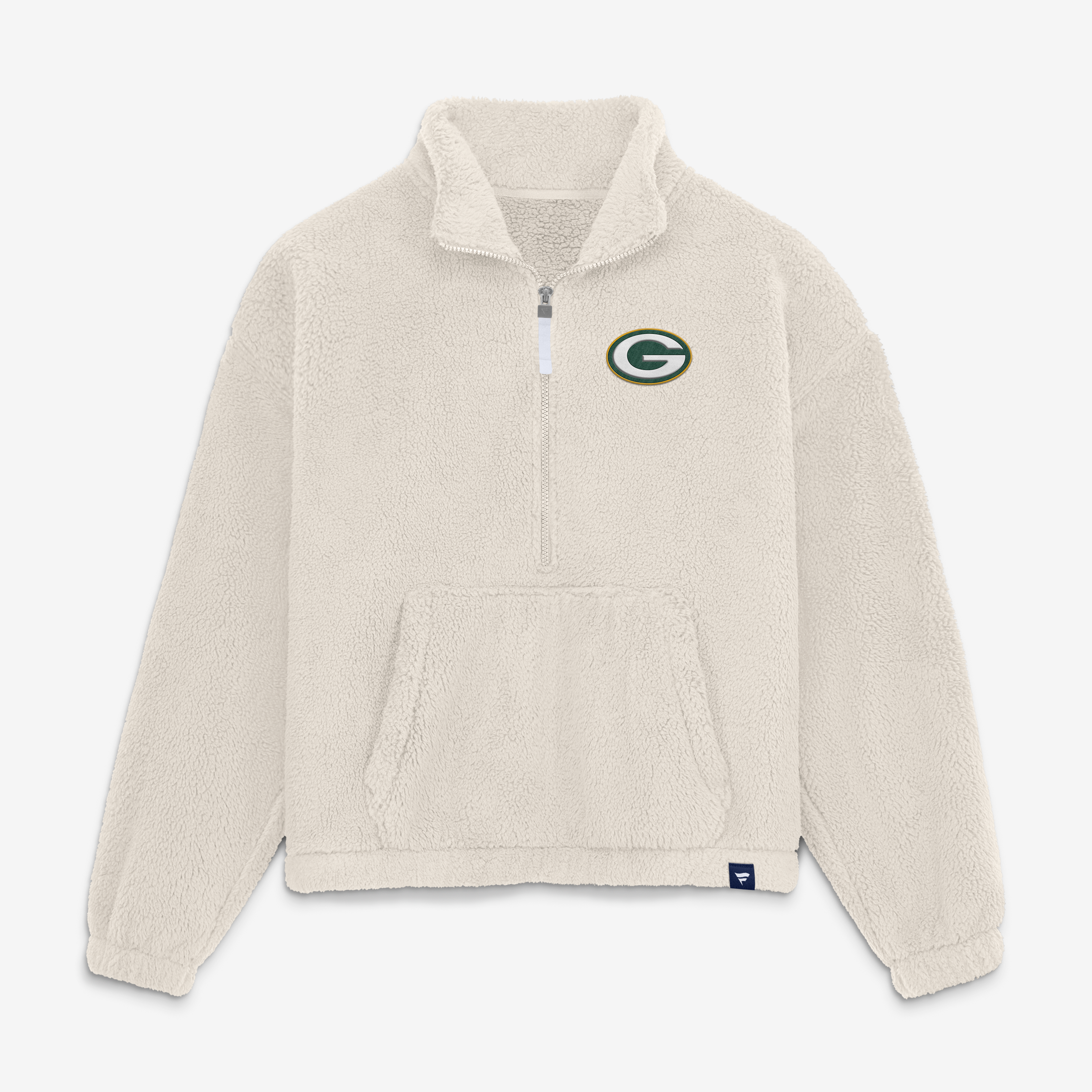 Pull-over oversize à demi-zip en sherpa crème Green Bay Packers pour femme de Fanatics