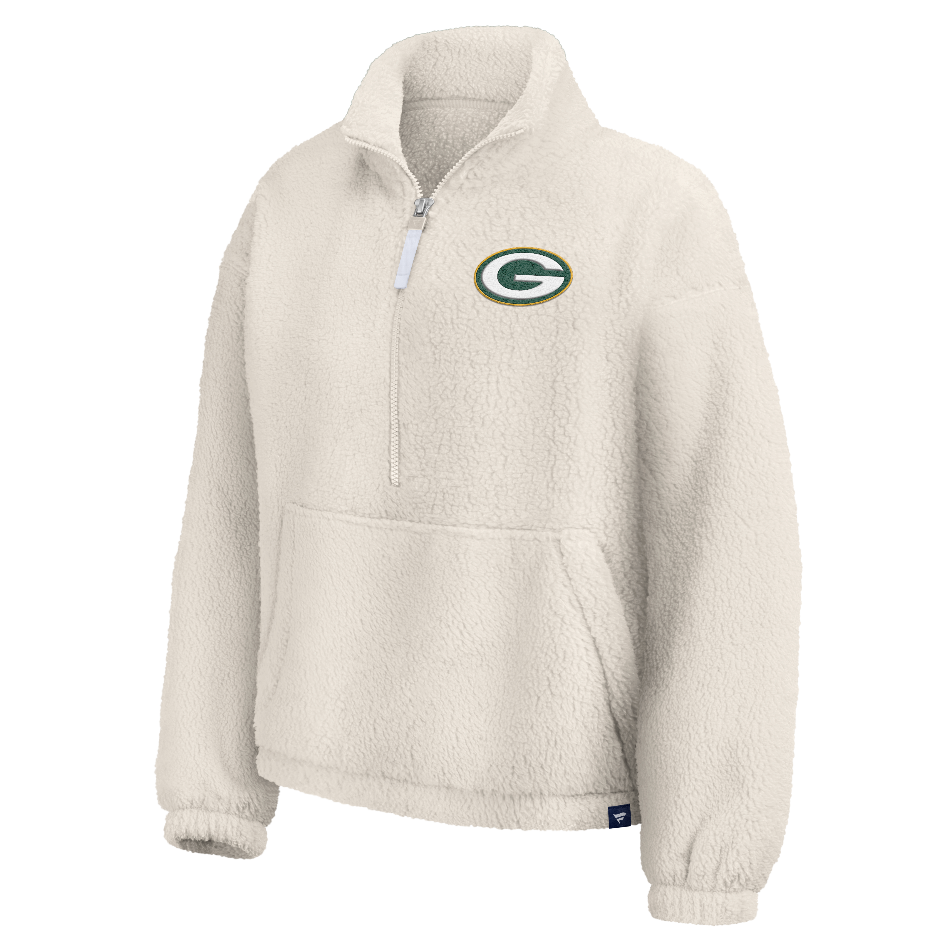 Pull-over oversize à demi-zip en sherpa crème Green Bay Packers pour femme de Fanatics