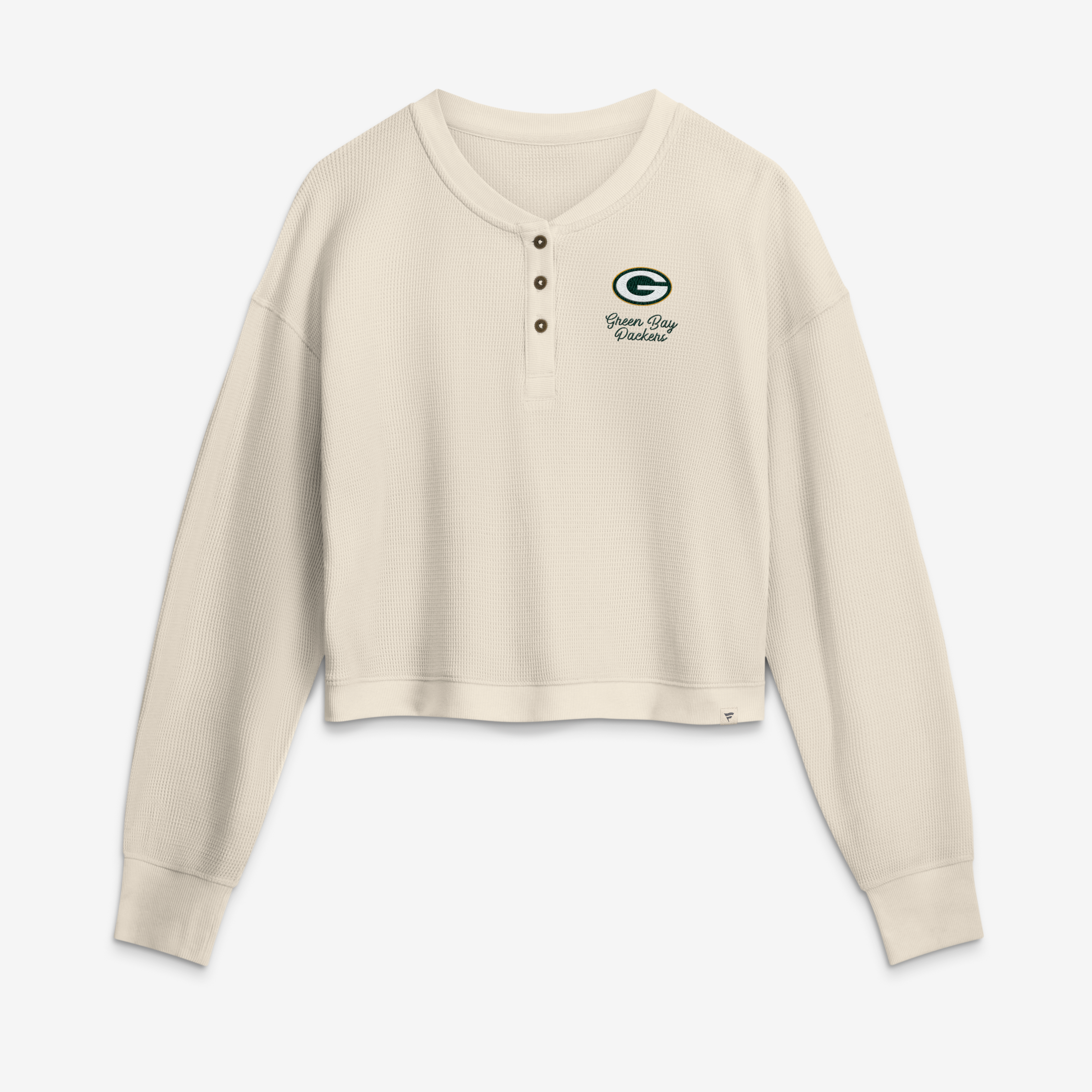 T-shirt court décontracté à manches longues Green Bay Packers crème pour femme de Fanatics