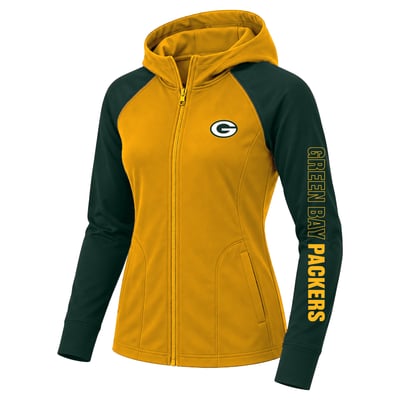 Green Bay Packers Fanatics Women's Plus Size Cornerback Blitz Full-Zip Hoodie - Gold/Green