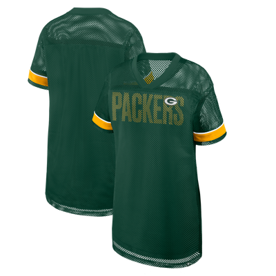  Green Bay Packers Fanatics Women's Oversized Team First Deep Route Mesh V-Neck Dress - Green