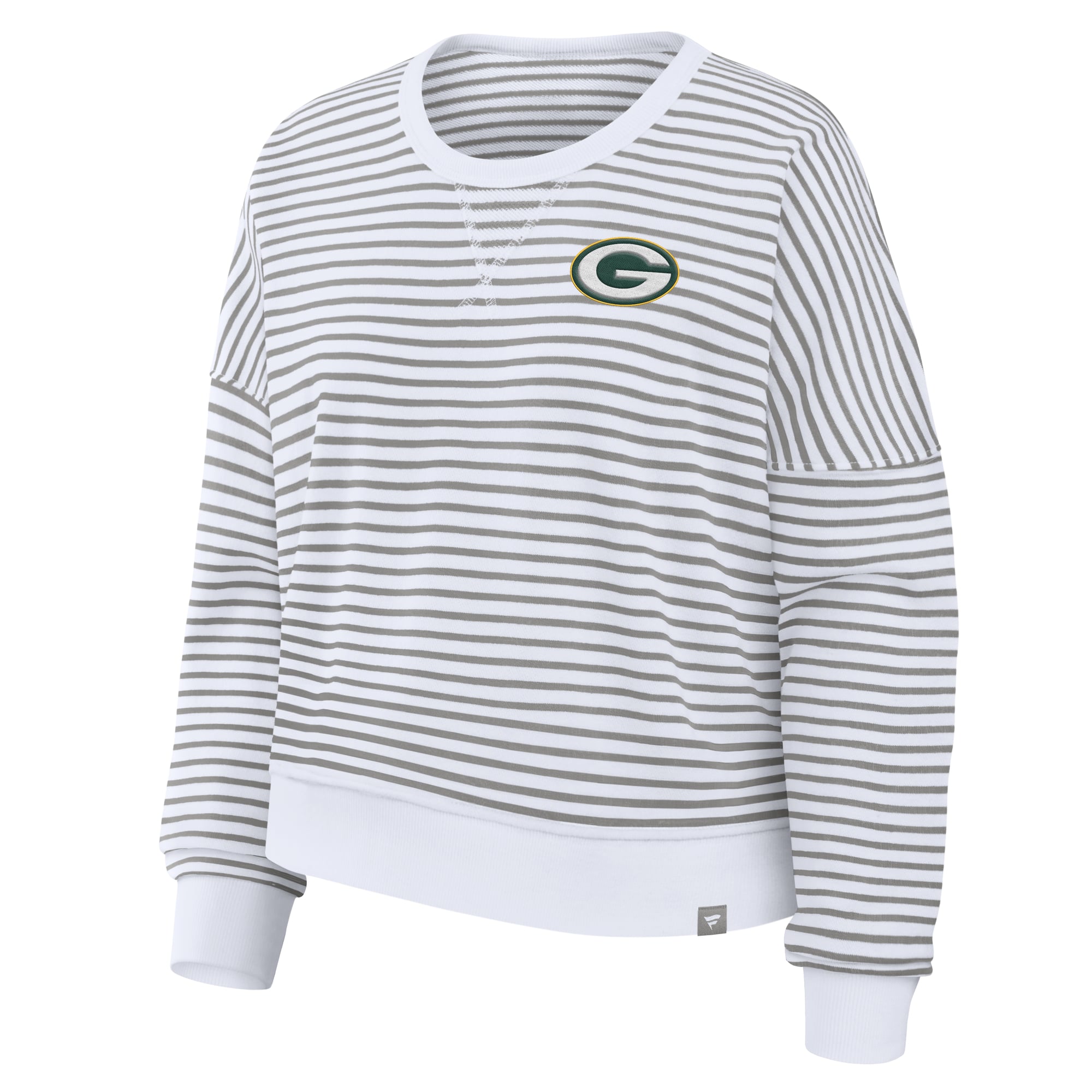 Sweat-shirt oversize rayé blanc/gris Green Bay Packers pour femme (Fanatics)
