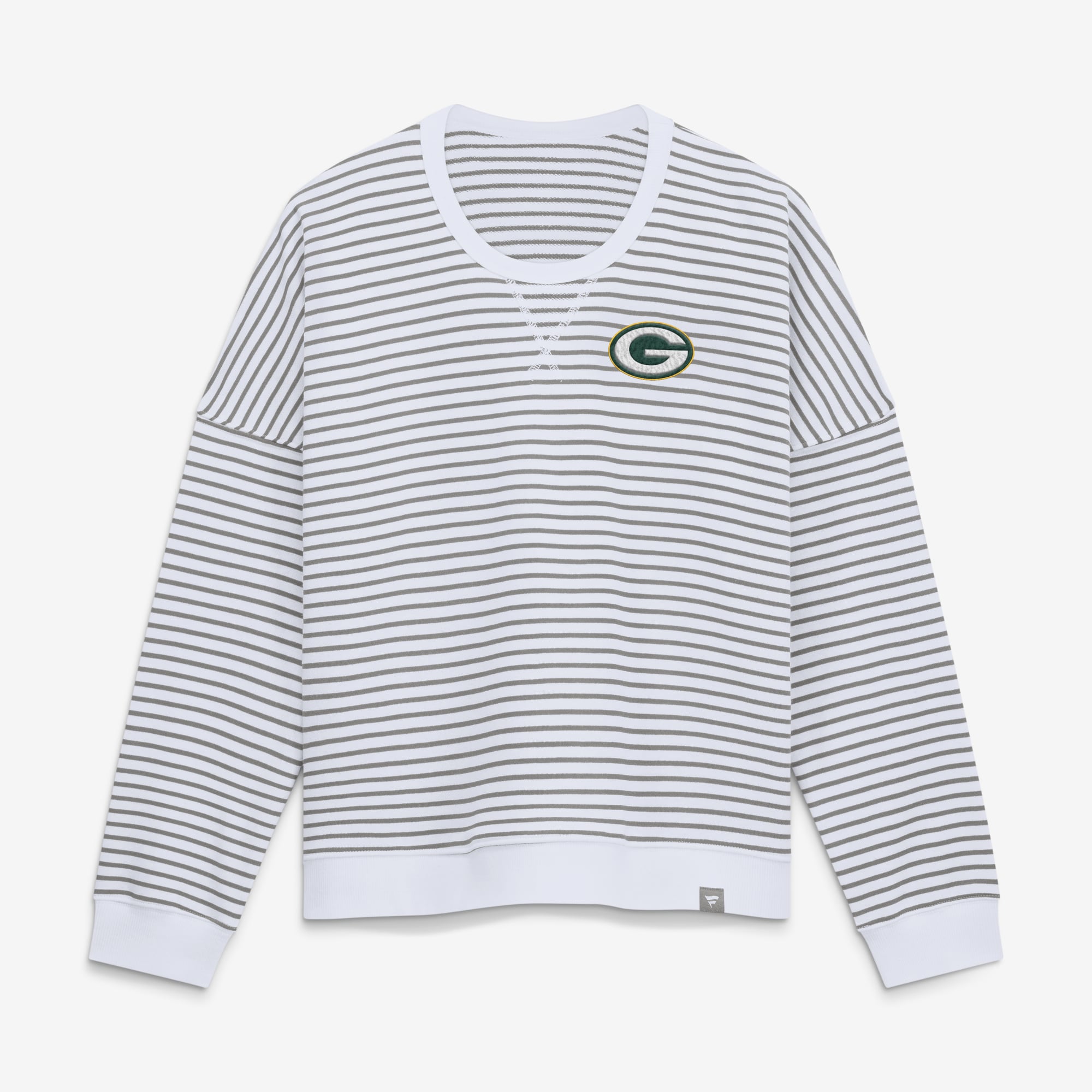 Sweat-shirt oversize rayé blanc/gris Green Bay Packers pour femme (Fanatics)