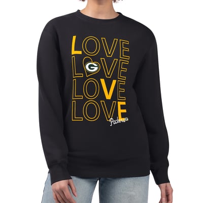  Green Bay Packers G-III 4Her by Carl Banks Women's Lots of Love Graphic Fleece Pullover Sweatshirt - Black