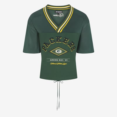 Green Bay Packers Off Season Women's Lace-Back V-Neck T-Shirt - Green