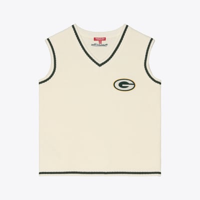 Green Bay Packers Mitchell & Ness Women's Retro Roots V-Neck Sweater Vest - Cream