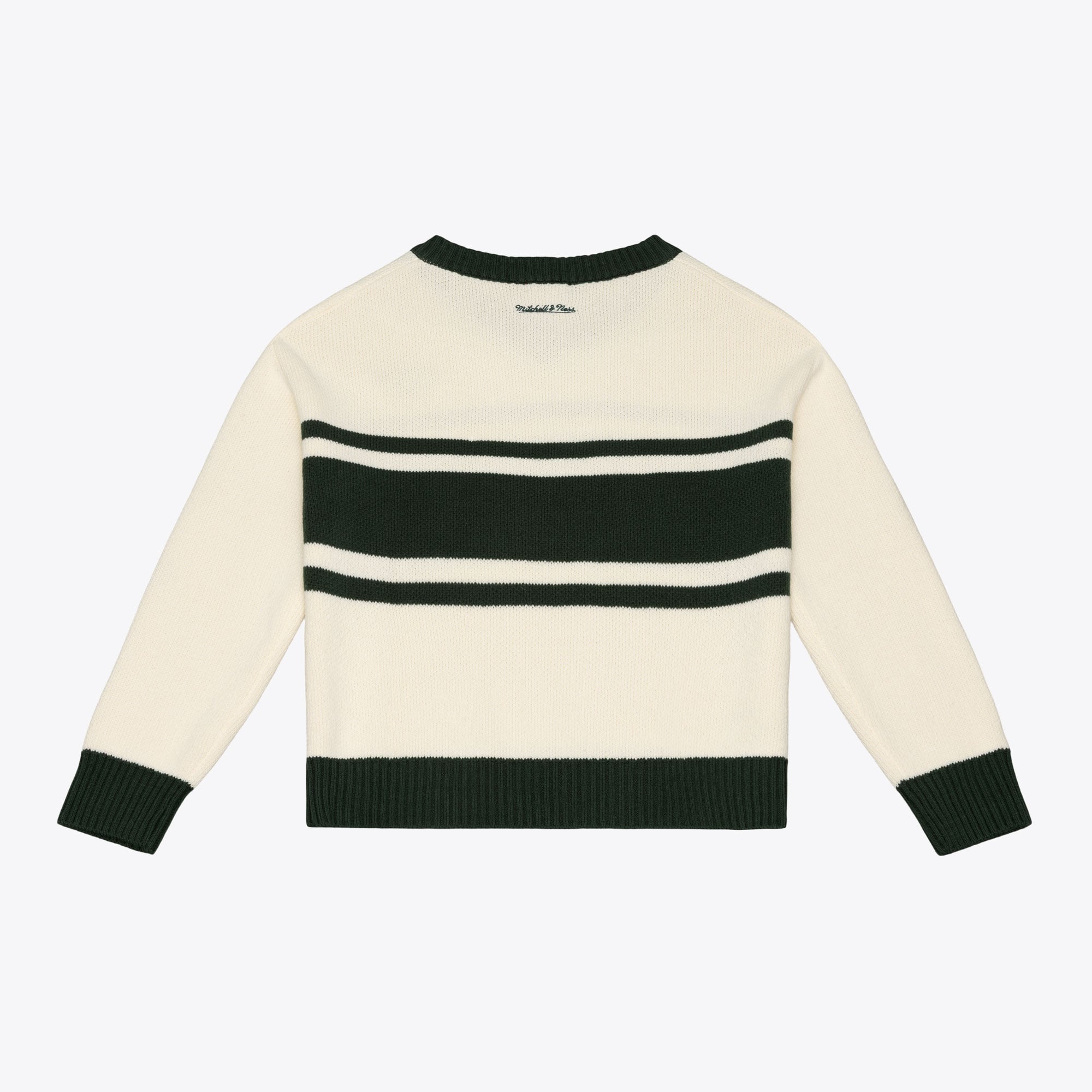 Women's Mitchell & Ness Cream/Green Green Bay Packers Retro Roots V-Neck Sweater