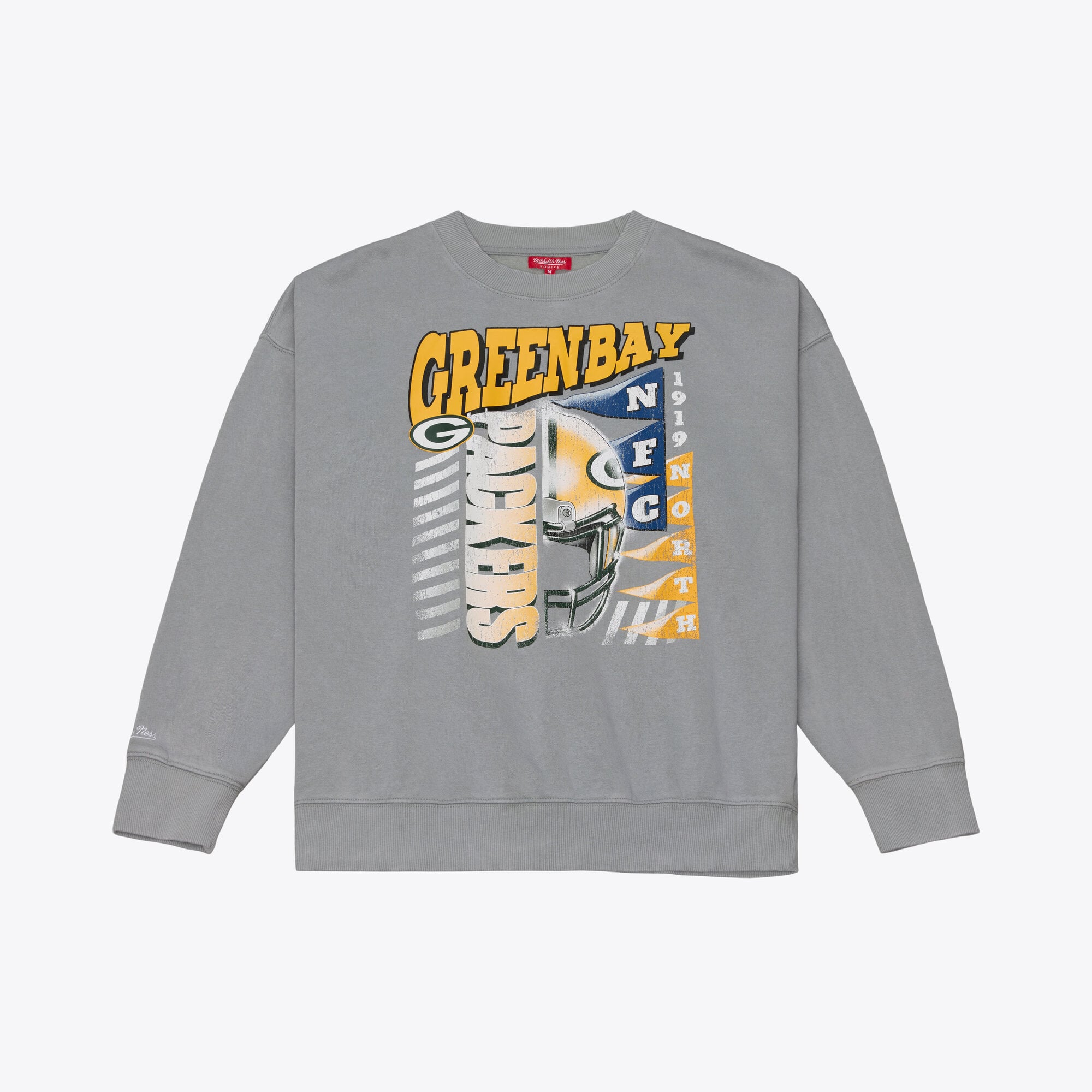 Sweat-shirt à col rond Mitchell & Ness gris Green Bay Packers pour femme
