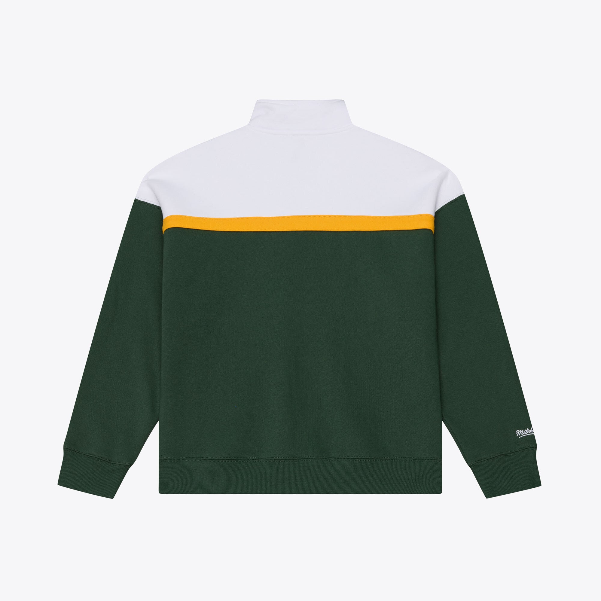 Pull à col zippé Mitchell & Ness vert Green Bay Packers pour femme