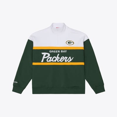  Green Bay Packers Mitchell & Ness Women's Head Coach Quarter-Zip Pullover - Green