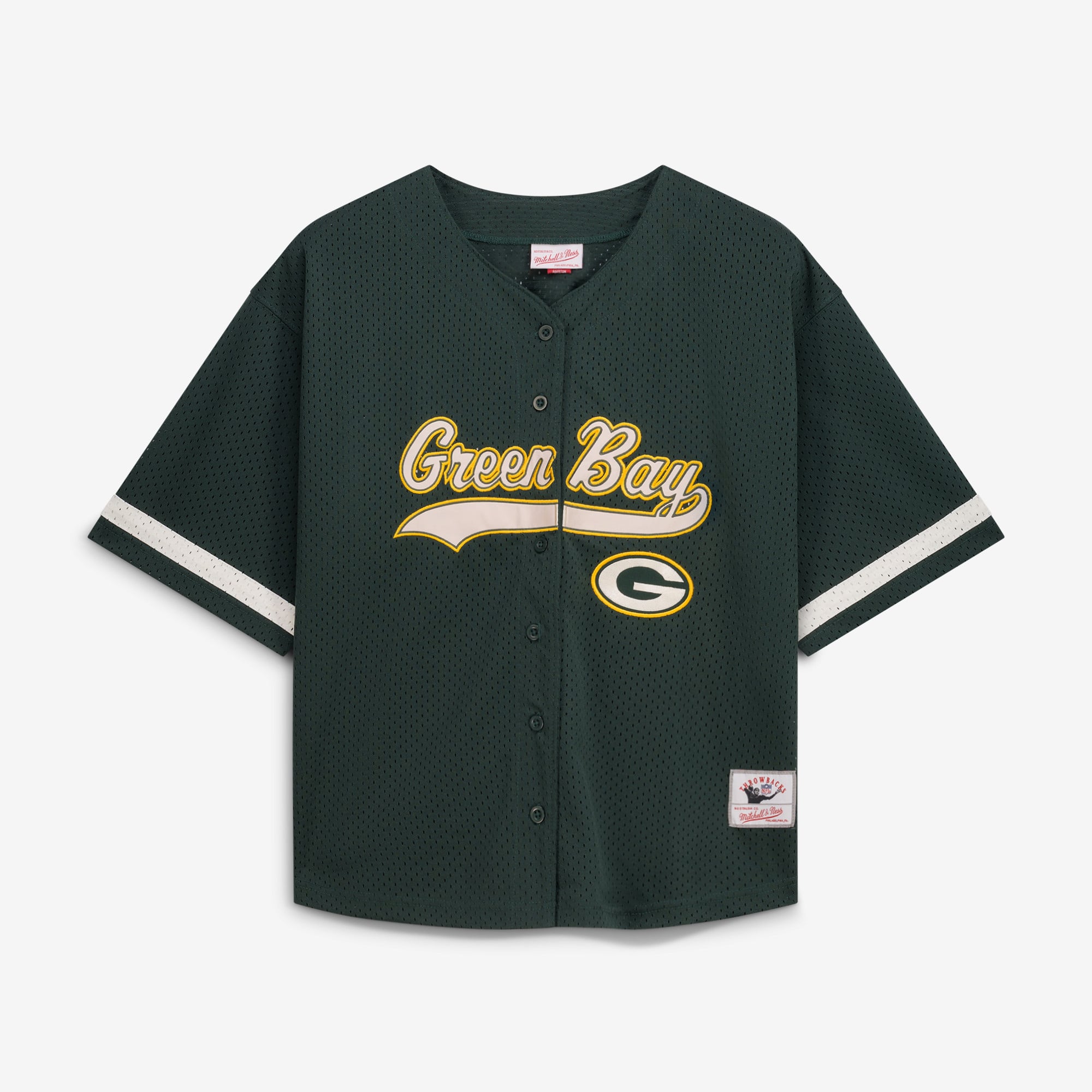 Women's Mitchell & Ness Green Bay Packers Plus Retro Roots Full-Button Baseball Jersey