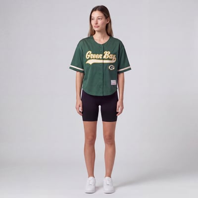 Green Bay Packers Mitchell & Ness Women's Retro Roots Baseball Jersey - Green