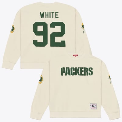 Reggie White Green Bay Packers Mitchell & Ness Women's Name & Number Sweatshirt - Cream
