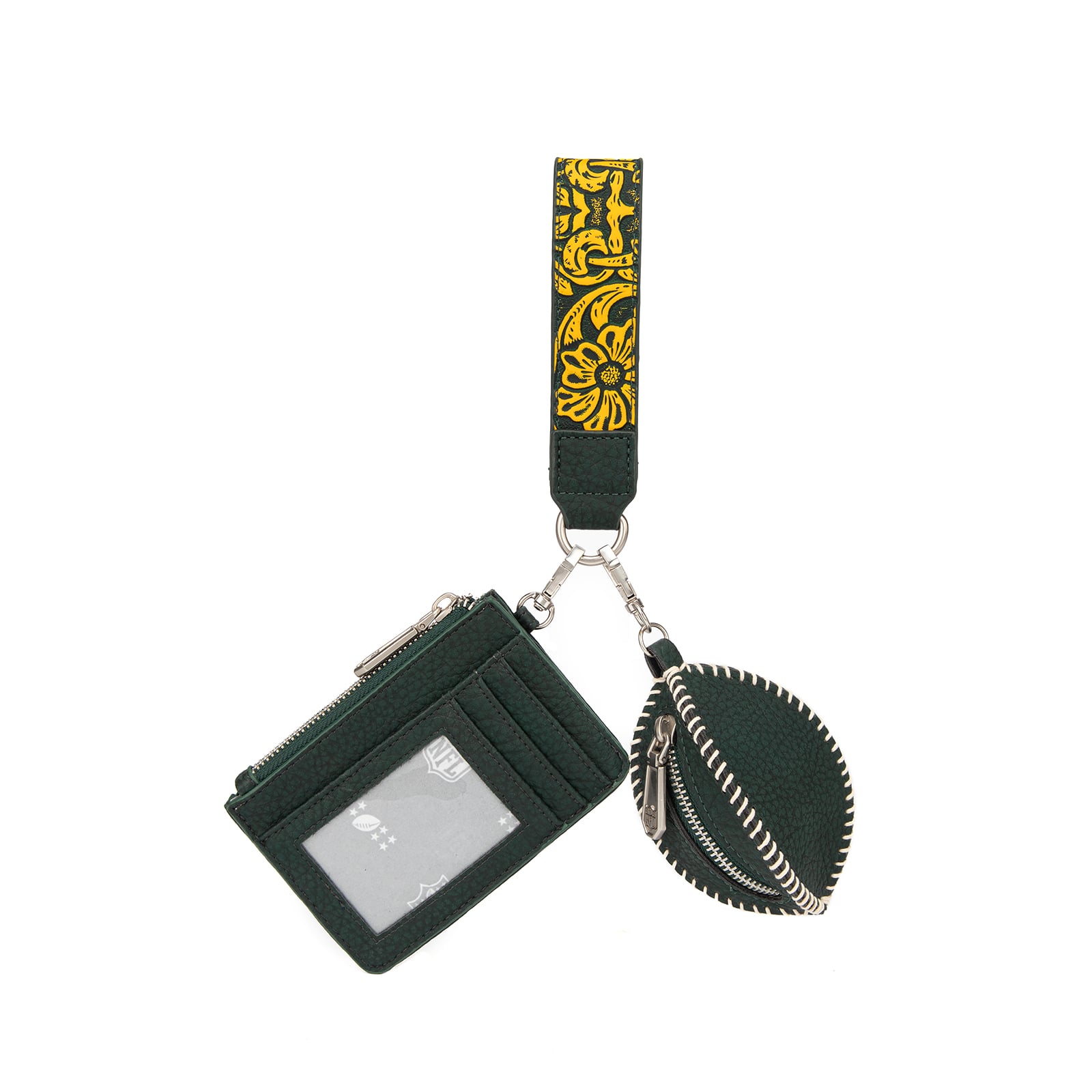 Portefeuille et bracelet porte-clés football Montana West Green Bay Packers pour femmes