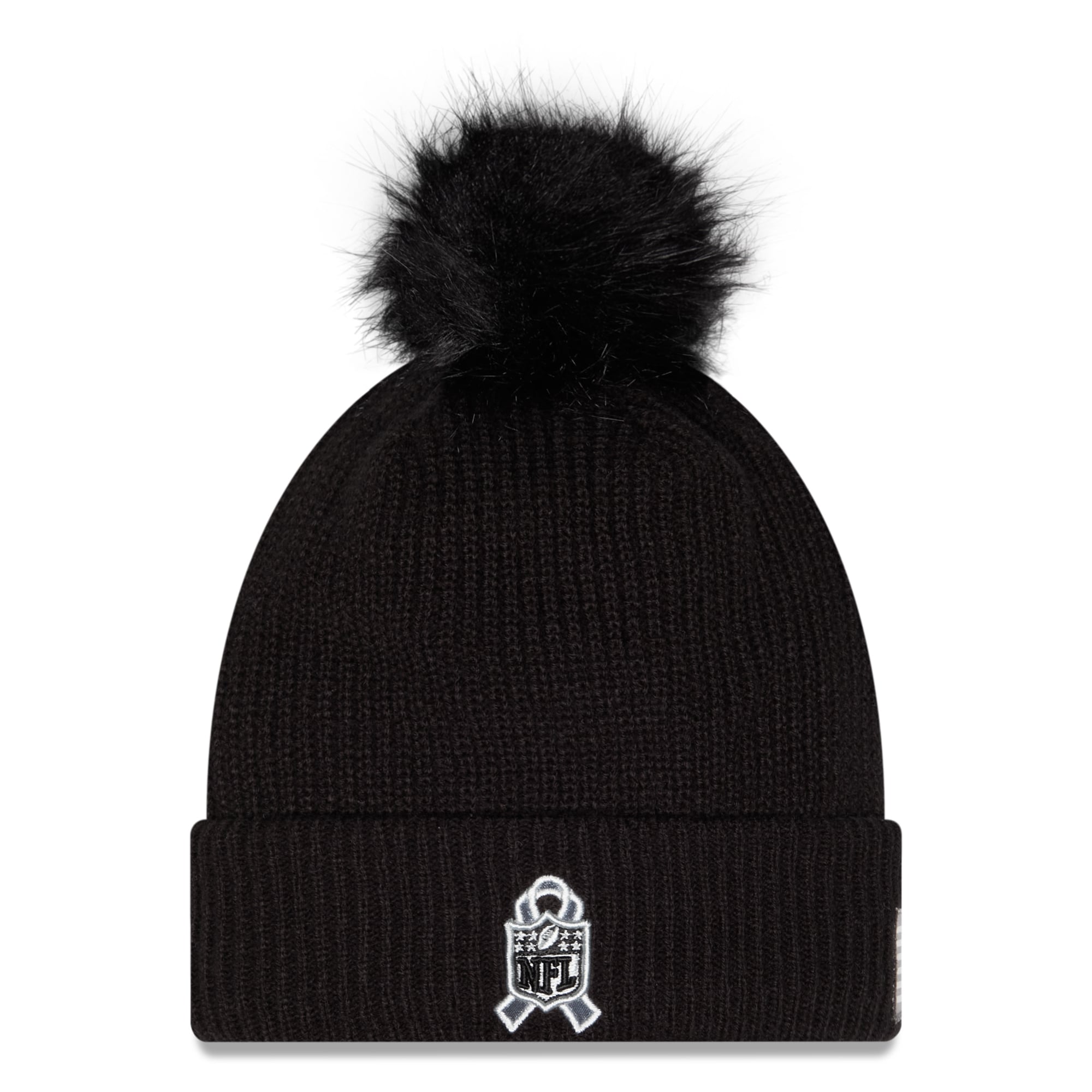 Bonnet à revers New Era noir Green Bay Packers 2026 Salute To Service pour femme, avec pompon