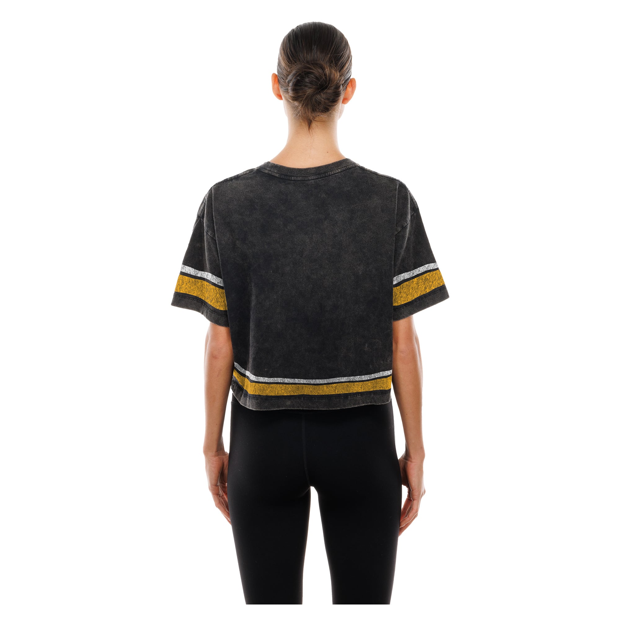 Women's New Era Black Green Bay Packers Lifestyle Mineral Wash Boxy Cropped T-Shirt