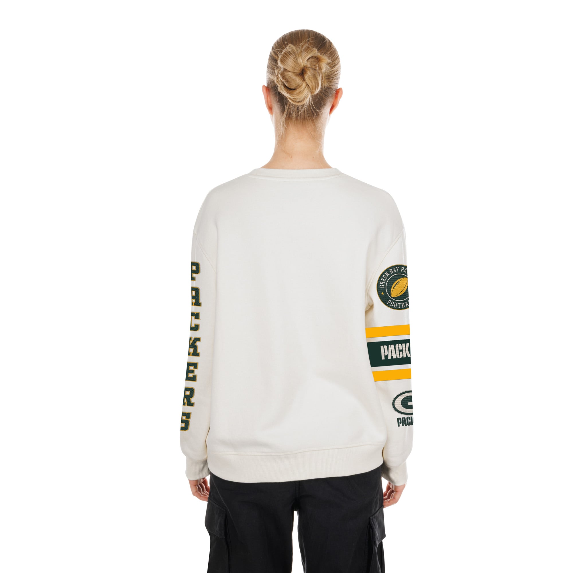 Sweat-shirt à col rond New Era crème Green Bay Packers pour femmes