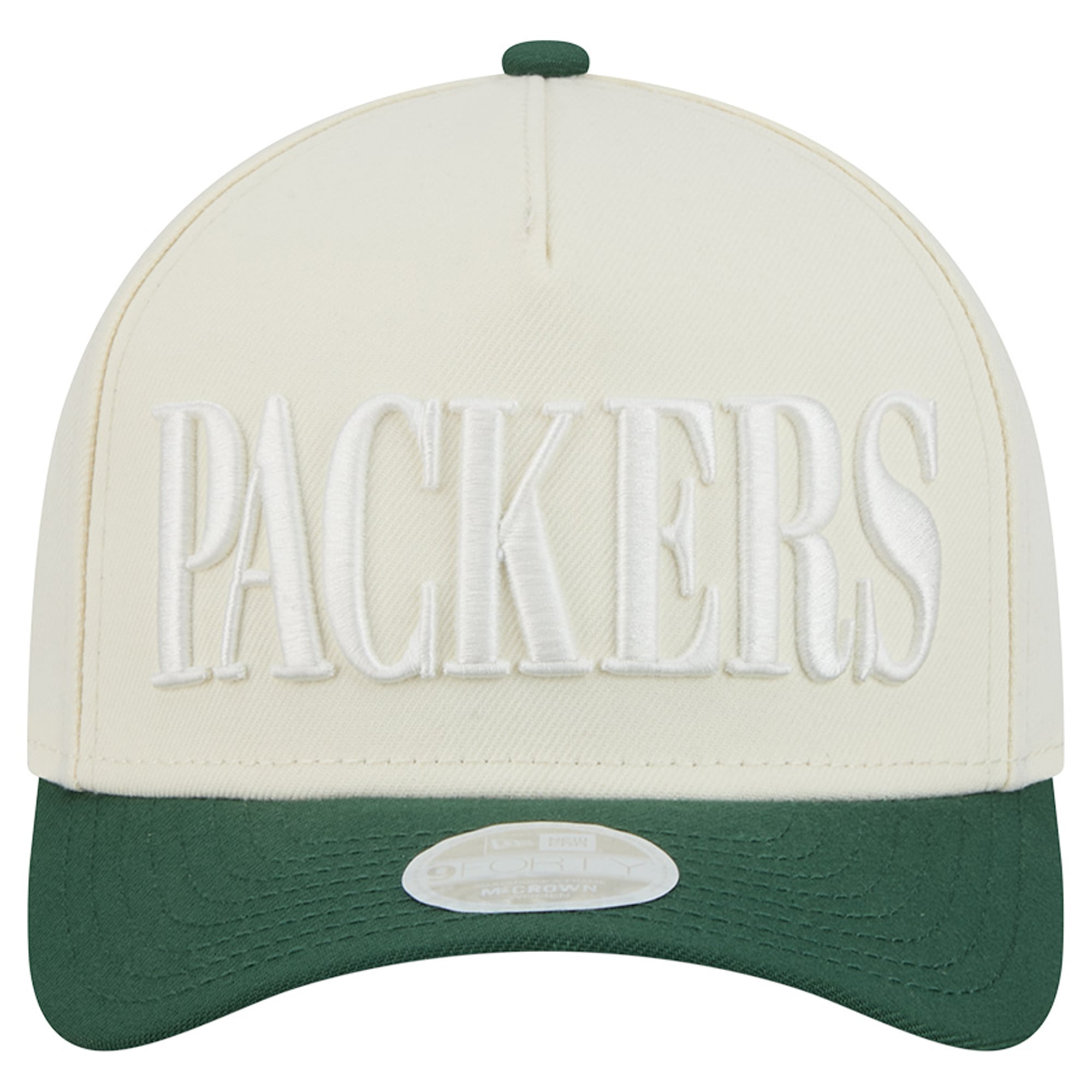 Women's New Era Cream/Green Green Bay Packers Tonal A-Frame 9FORTY Adjustable Hat