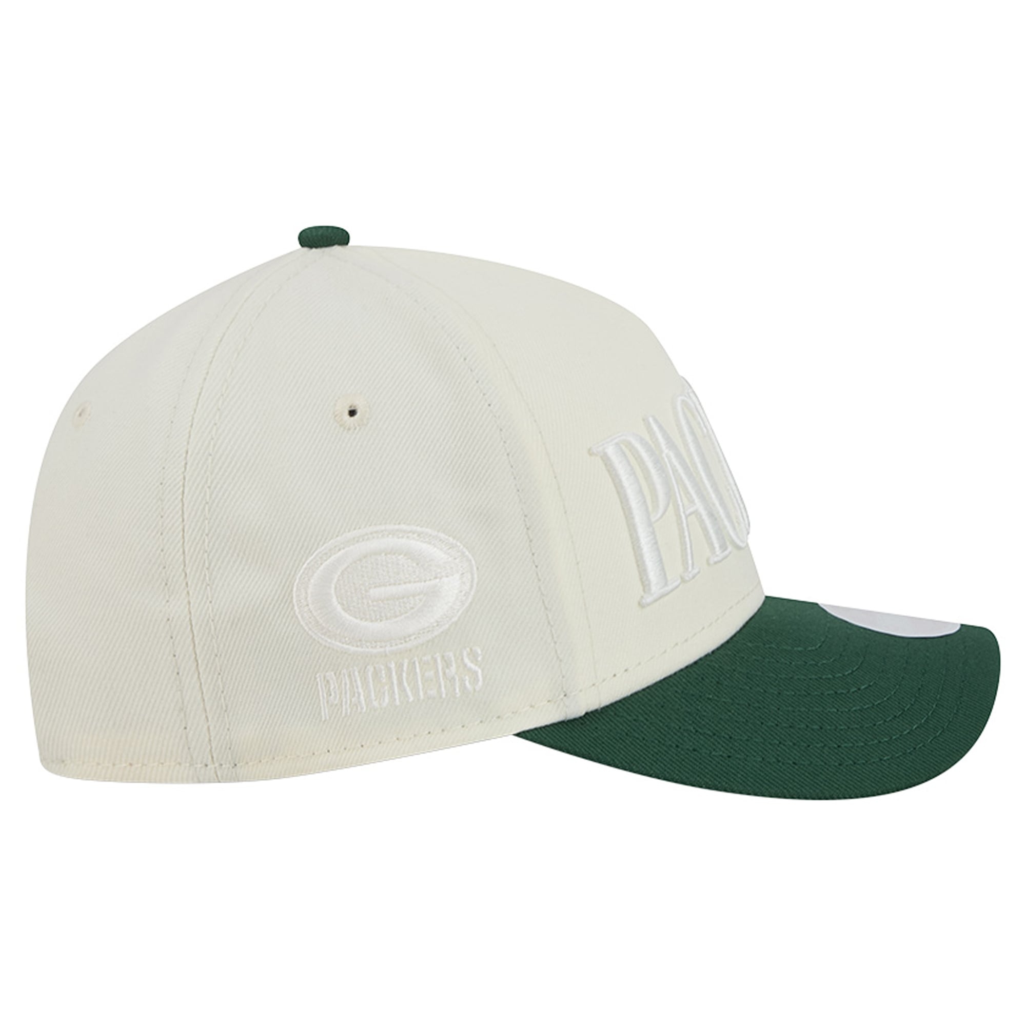 Women's New Era Cream/Green Green Bay Packers Tonal A-Frame 9FORTY Adjustable Hat