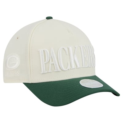 Green Bay Packers New Era Women's Tonal A-Frame 9FORTY Adjustable Hat - Cream/Green