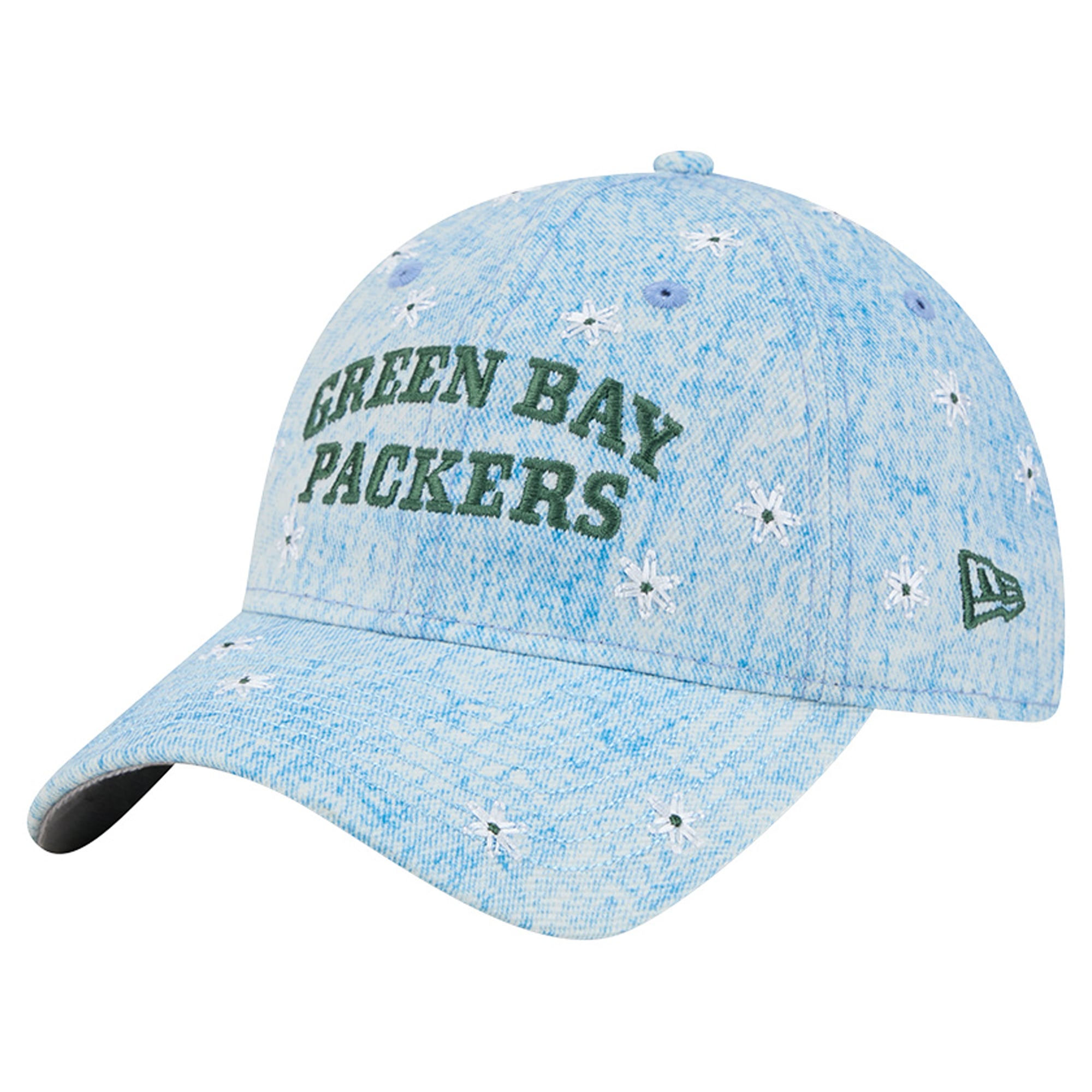 Women's New Era Denim Green Bay Packers Daisy 9TWENTY Adjustable Hat