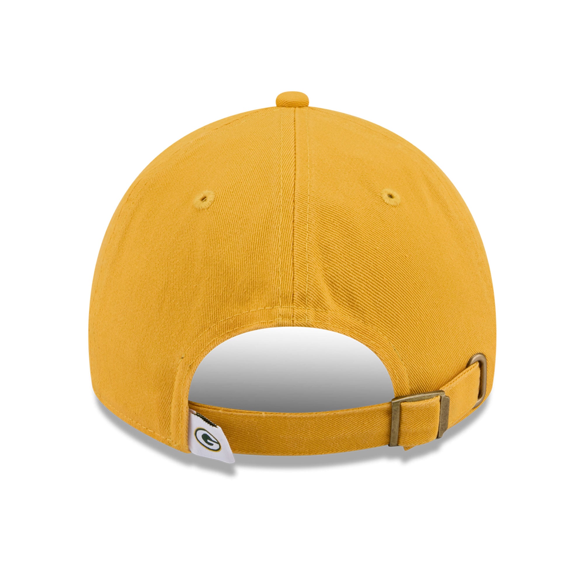 Casquette New Era dorée pour femme, modèle rétro classique et ajustable des Green Bay Packers.