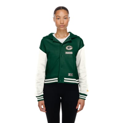  Green Bay Packers New Era Women's Throwback Full-Snap Hooded Jacket - Green