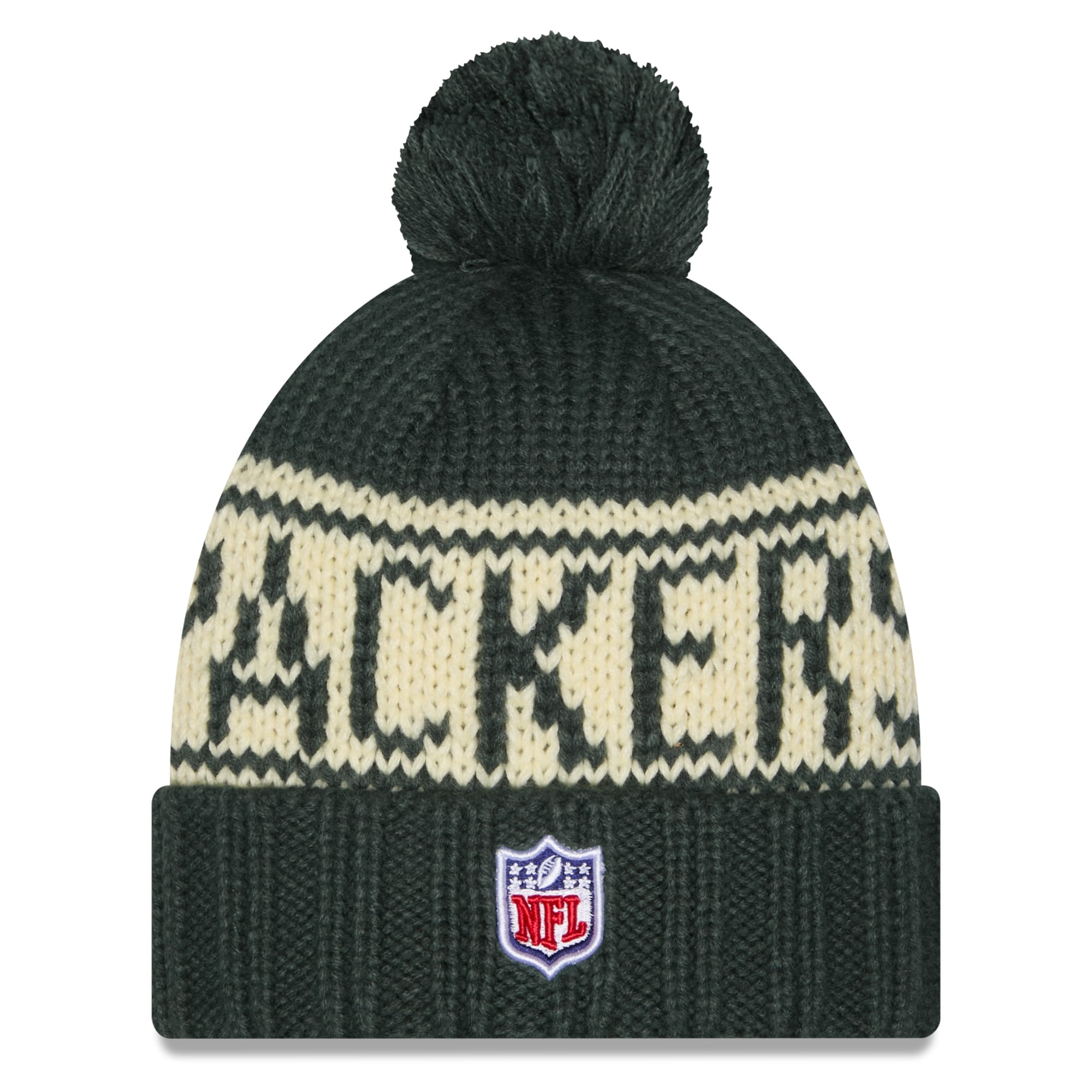 Women's New Era Green Green Bay Packers 2026 Rivalries Collection Cuffed Knit Hat with Pom