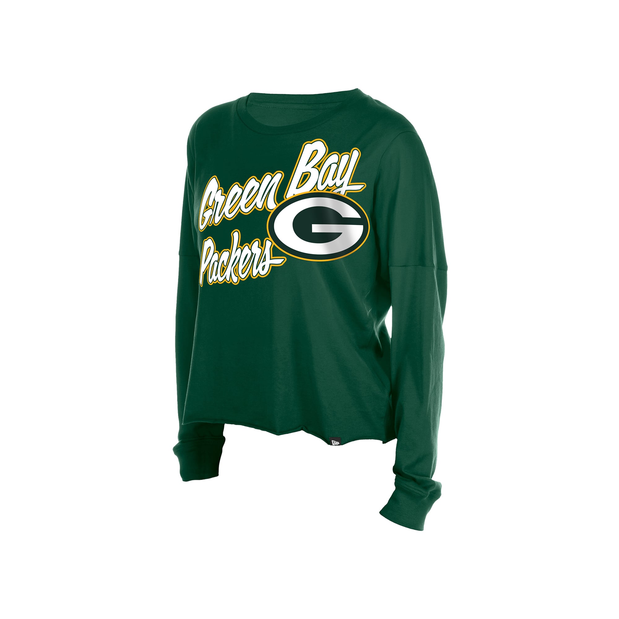 T-shirt court oversize à manches longues New Era Green Bay Packers pour femmes