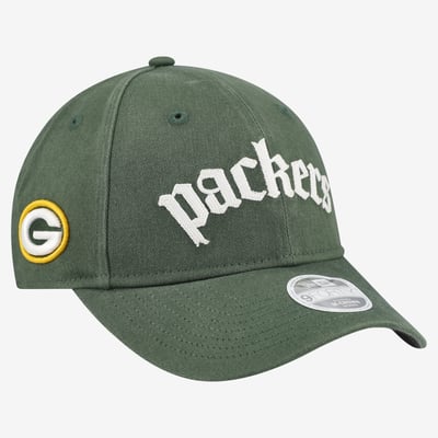 Green Bay Packers New Era Women's Gothic Font 9FORTY M-Crown Adjustable Hat - Green

