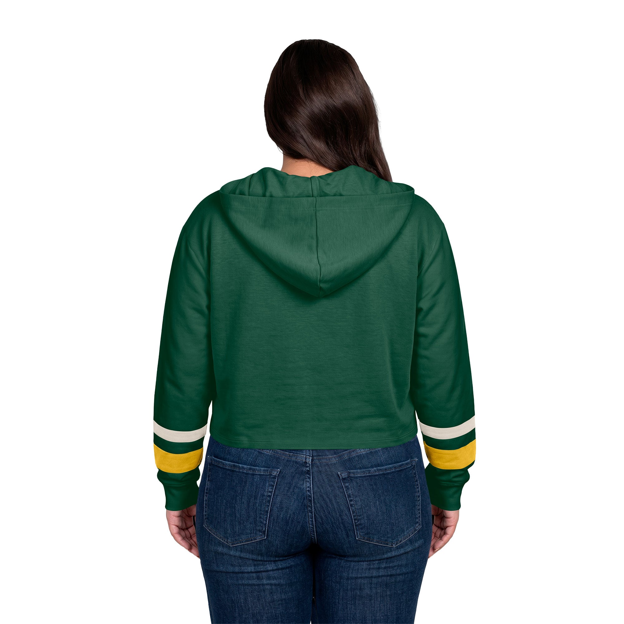 Sweat à capuche court lacets New Era Green Bay Packers grande taille pour femme