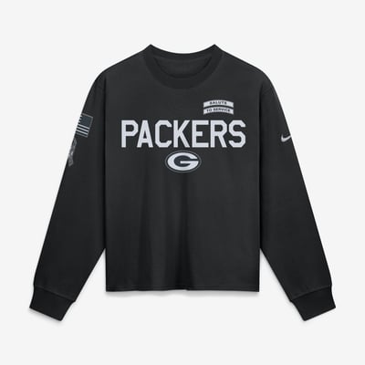  Green Bay Packers Nike Women's 2026 Salute to Service Sideline Long Sleeve T-Shirt - Black