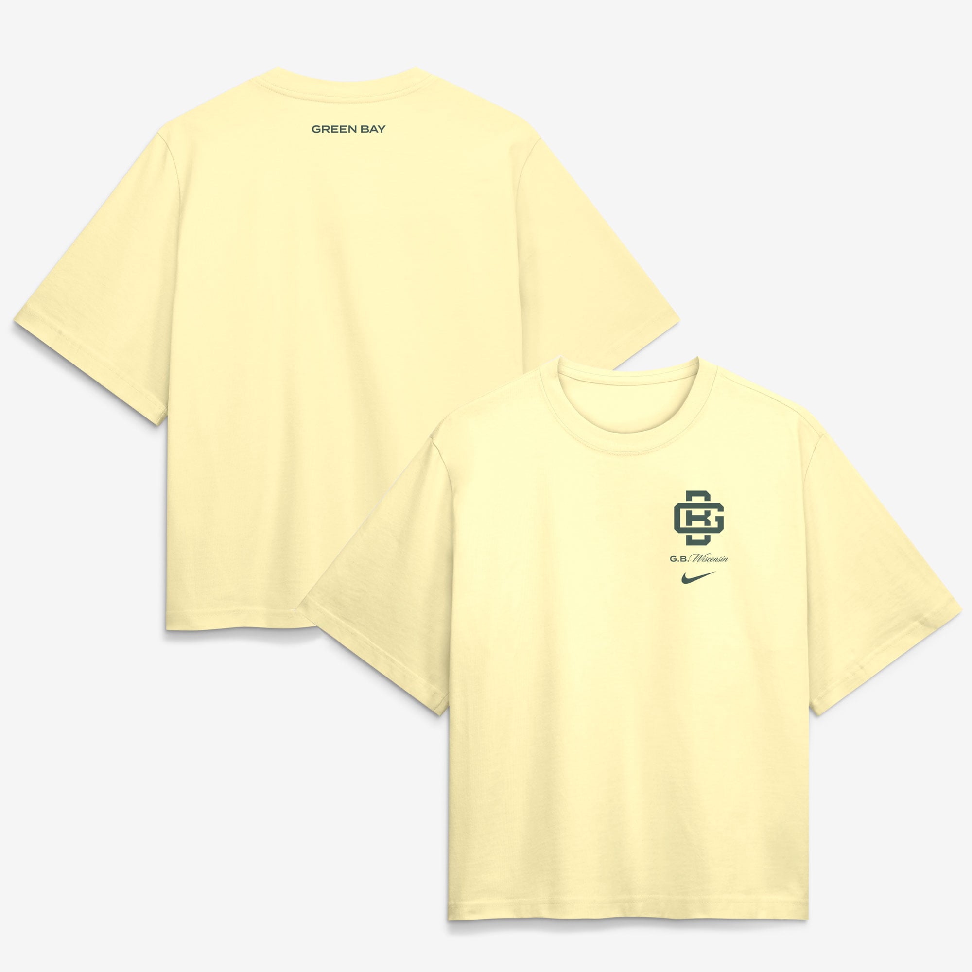 Women's Nike  Cream Green Bay Packers 2026 Rivalries Collection Boxy T-Shirt