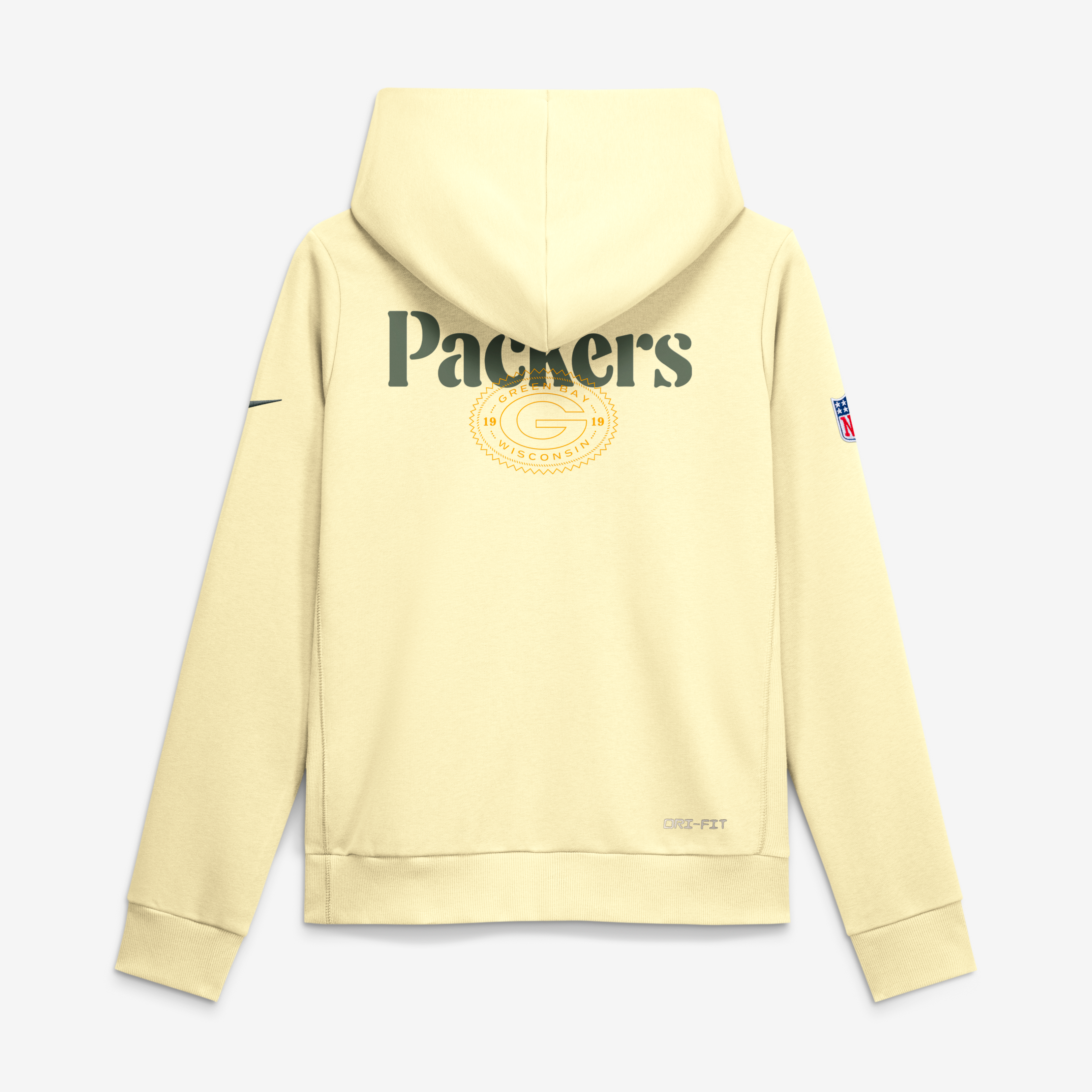 Women's Nike Cream Green Bay Packers 2026 Rivalries Collection Standard Issue Sideline Pullover Hoodie