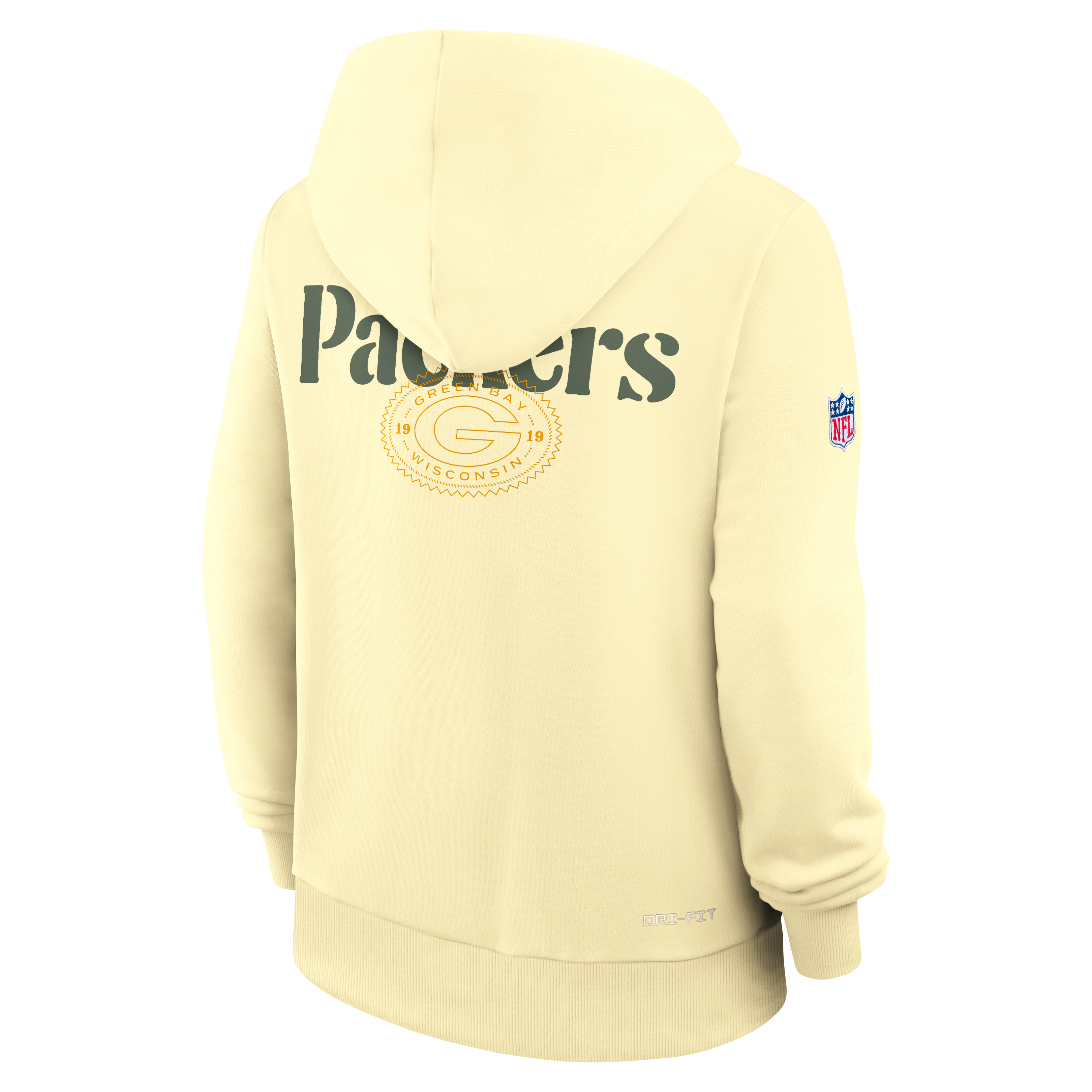 Women's Nike Cream Green Bay Packers 2026 Rivalries Collection Standard Issue Sideline Pullover Hoodie